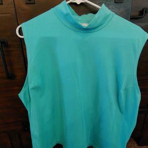 3X Turquoise/Teal Mock Turtle Neck Tank